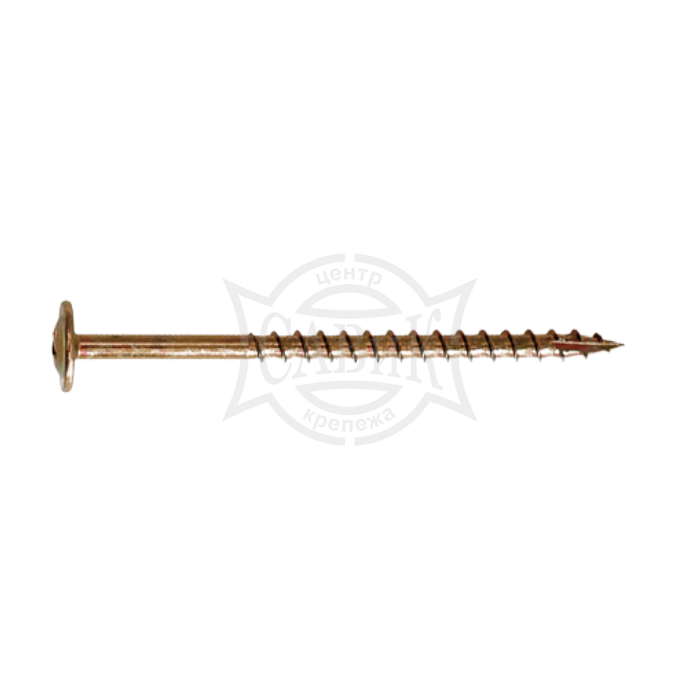 Проф.Саморез Wood-Plate отделочный желт.тарельчатая голова 4х65 (1)